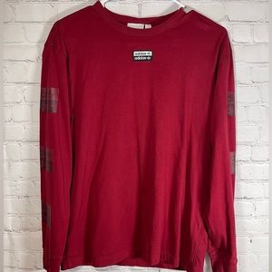 Vintage Adidas Original Mens Long Sleeve Vintage Tee-Shirt Maroon